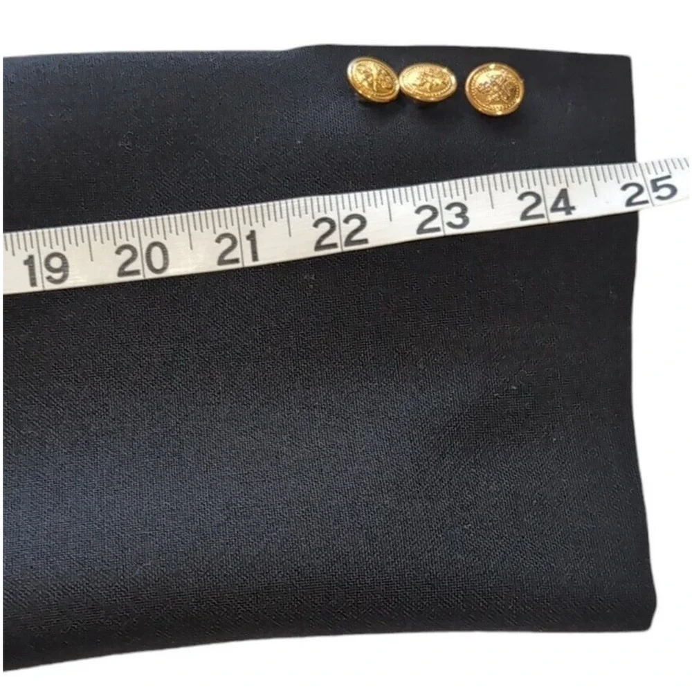 Gianelli Blazer Jacket Men's Size 44R Black Gold Buttons Polyester Wool‎ Blend